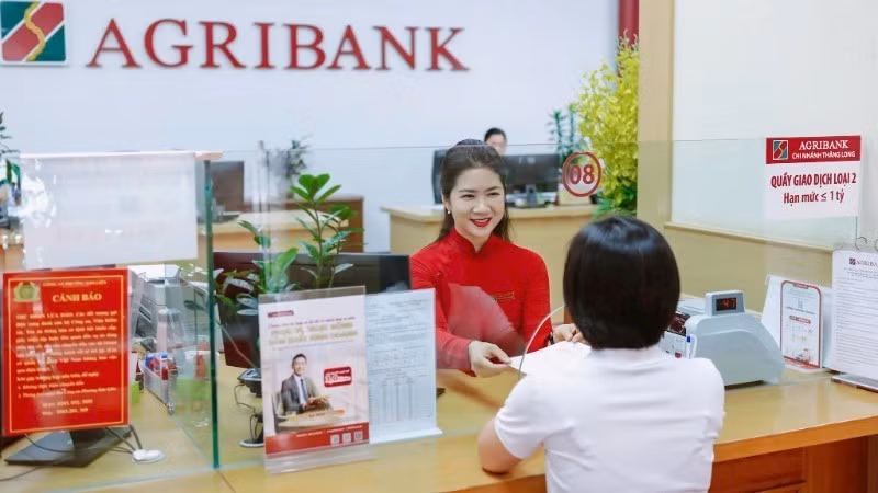Customers conduct transactions at Agribank Thang Long branch. (Photo: KHANH HIEN)