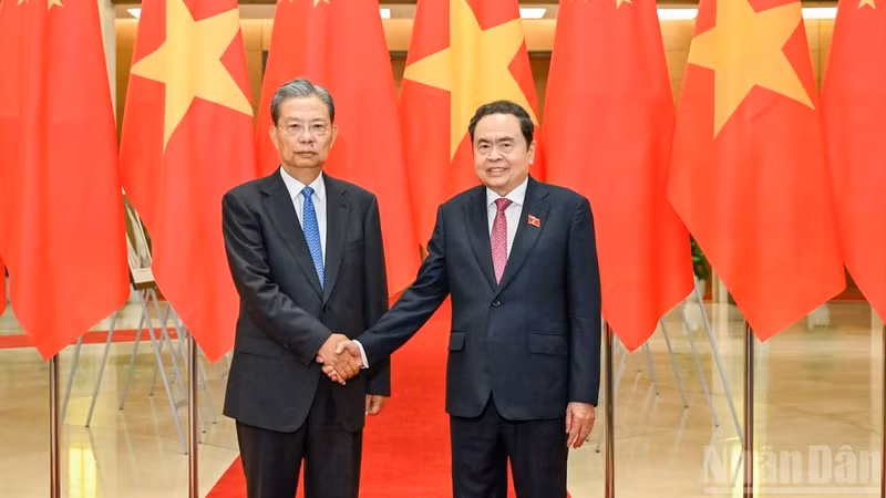 National Assembly President Tran Thanh Man and Zhao Leji, Chairman of the Standing Committee of the National People’s Congress of the People’s Republic of China. (Photo: nhandan.vn)