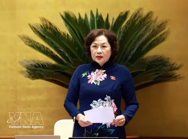NA Vice Chairwoman Nguyen Thi Hong speaks at the session. (Photo: VNA)