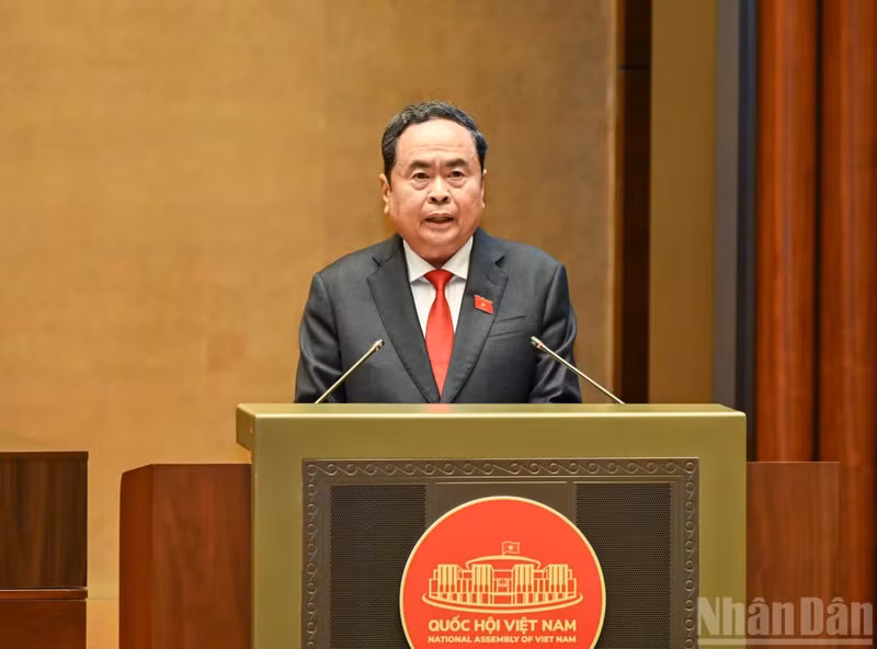 Tran Thanh Man delivers his inaugural speech as Chairman of the 16th National Assembly. (Photo: nhandan.vn)