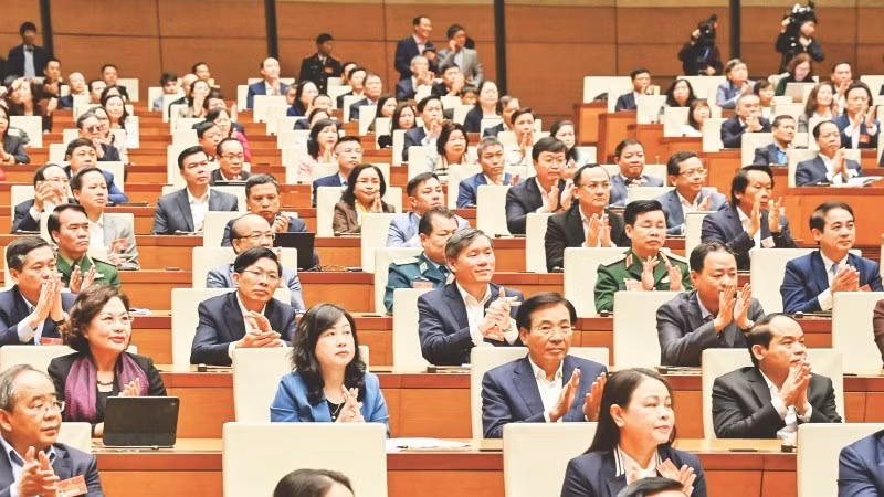 Delegates attend the national conference on studying and grasping the Resolution of the 14th National Congress of the Party. (Photo: DANG ANH)