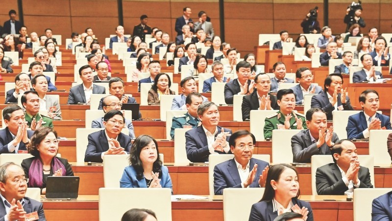 Delegates attend the national conference on studying and grasping the Resolution of the 14th National Congress of the Party. (Photo: DANG ANH)