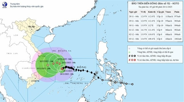 The moving direction of the typhoon Koto – the 15th storm entering in the East Sea/South China Sea this year. (Photo: VNA)
