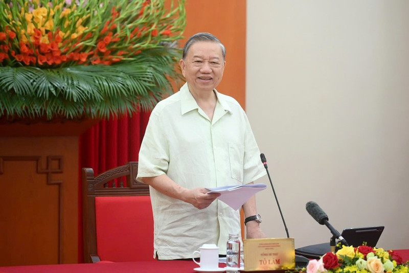 General Secretary To Lam had a working session with the Party Committee of the Ministry of Health, central and local departments, ministries and branches. (Photo: DANG KHOA)