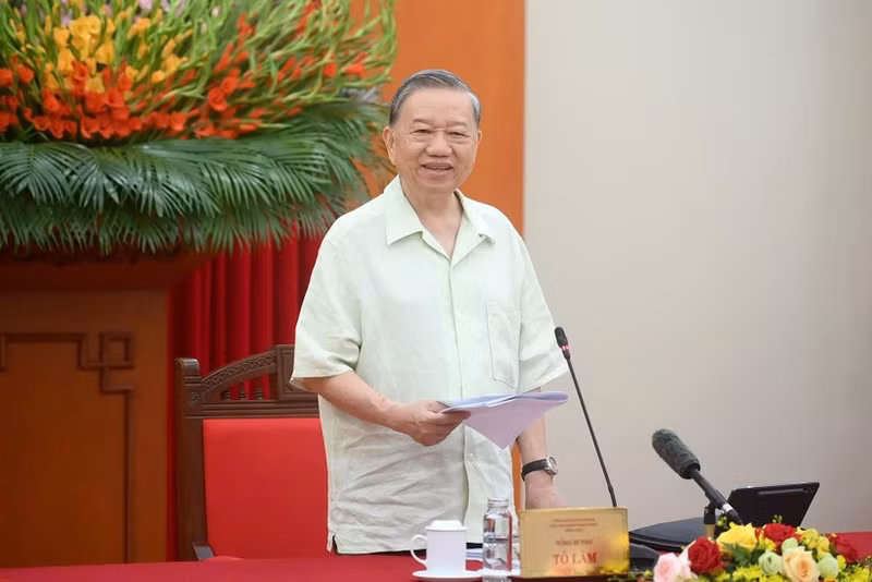 General Secretary To Lam had a working session with the Party Committee of the Ministry of Health, central and local departments, ministries and branches. (Photo: DANG KHOA)