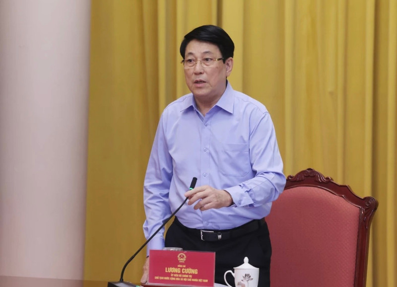 State President Luong Cuong speaks at the working session on June 26 with the Presidential Office. (Photo: VNA)