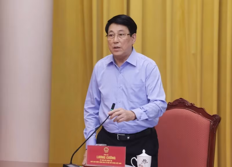 State President Luong Cuong speaks at the working session on June 26 with the Presidential Office. (Photo: VNA)