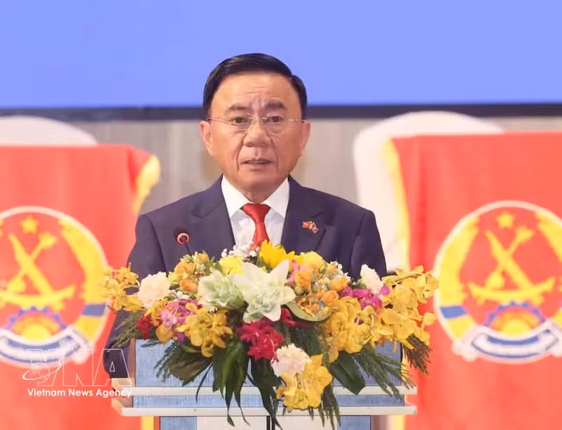 Politburo member and Permanent member of the Communist Party of Vietnam (CPV) Central Committee’s Secretariat Tran Cam Tu speaks at the banquet. (Photo: VNA)