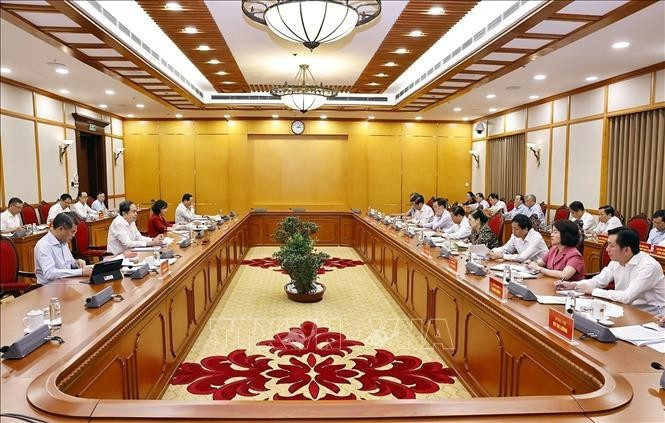 At a working session between the Politburo’s working group and the standing board of the Lai Chau provincial Party Committees (Photo: VNA)