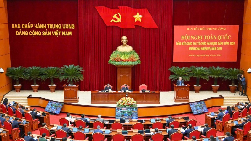 The Party Central Committee’s Organisation Commission's national teleconference to review Party building work in 2025 and set out tasks for 2026. (Photo: NDO)