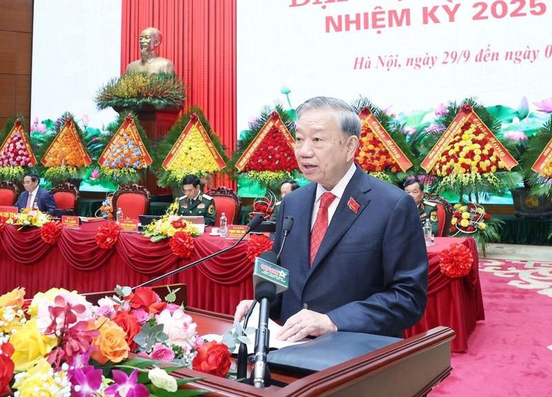 Party General Secretary To Lam speaks at the 12th Party Congress of the Viet Nam People's Army in Ha Nnoi on September 30. (Photo: VNA)