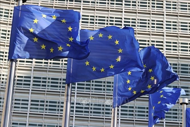 The European Union flag in Brussels, Belgium. (Photo: Xinhua/VNA)