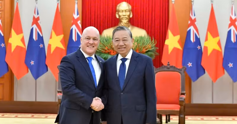 On February 26, 2025, at the Party Central Committee Headquarters, Party General Secretary To Lam receives New Zealand Prime Minister Christopher Luxon, who is on an official visit to Viet Nam and attends the second ASEAN Future Forum in Ha Noi. (Photo: DANG KHOA)