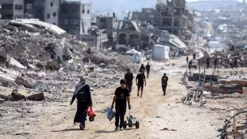 Palestinian civilians in the Gaza Strip. (Photo: Xinhua/VNA)