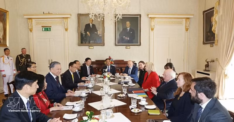 Party General Secretary and State President To Lam holds talks with Irish President Michael D. Higgins in Dublin on October 2, 2024. (Photo: VNA)