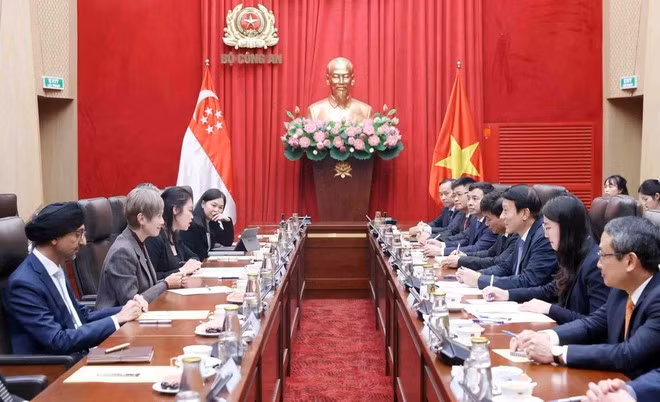 At the talks between Minister of Public Security General Luong Tam Quang and Singapore’s Minister for Digital Development and Information Josephine Teo in Ha Noi on January 15 (Photo: VNA)