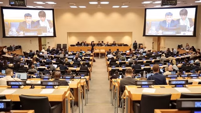 Permanent Deputy Minister of Foreign Affairs Nguyen Minh Vu addressed the 35th meeting of the States Parties to the UN Convention on the Law of the Sea (SPLOS 35) on June 23. (Photo: VNA)