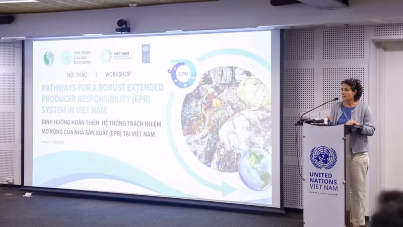 Francesca Nardini, UNDP Deputy Resident Representative in Viet Nam, delivers the opening remarks. (Photo: LE VAN)