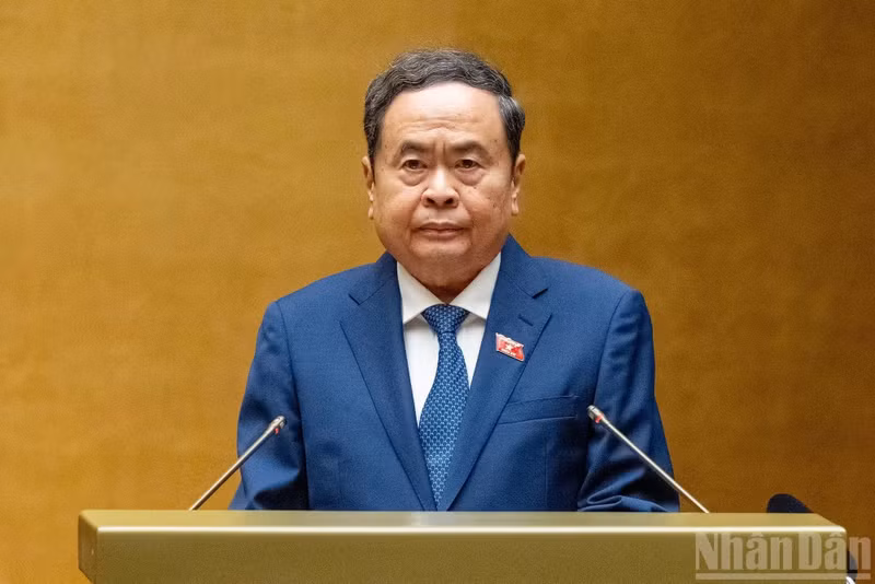 National Assembly Chairman Tran Thanh Man speaks at the first extraordinary session of the 16th National Assembly on August 3 (Photo: NDO)