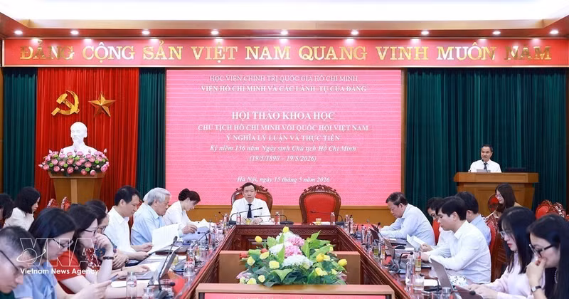 A view of the scientific seminar, hosted by the Institute of Ho Chi Minh and Party Leaders under the Ho Chi Minh National Academy of Politics in Ha Noi on May 15, 2026. (Photo: VNA)