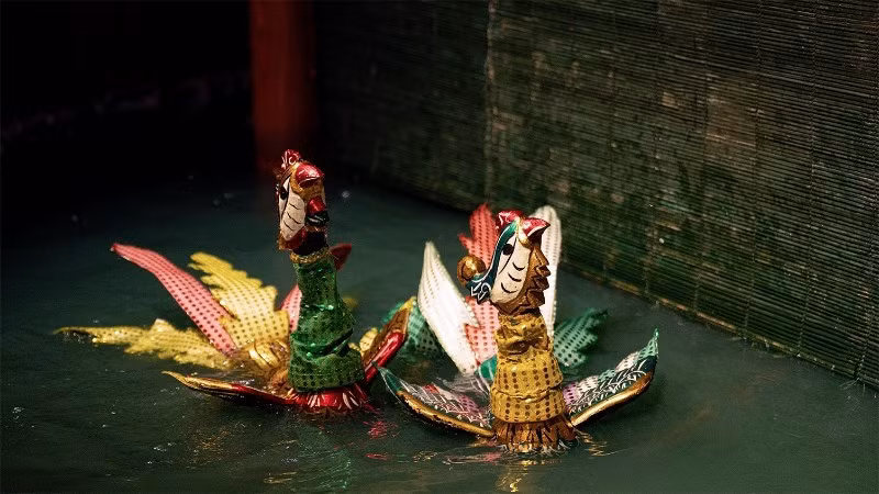 Traditional water puppetry performance