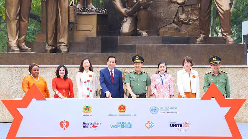 Representatives of ministries, sectors, and international organisations pressed the button to launch the 2024 National Action Month for Gender Equality.