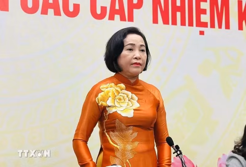 NA Vice Chairwoman Nguyen Thi Thanh speaks a press briefing about the progress of the 16th National Assembly (NA) and People’s Councils at all levels for the 2026–2031 tenure. (Photo: VNA)
