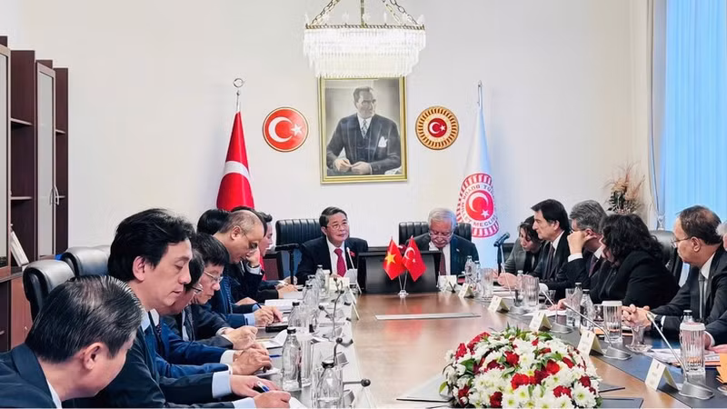 NA Vice Chairman Nguyen Duc Hai held talks with Turkish Deputy Speaker of Parliament Celal Adan. (Photo: Vietnamese Ministry of Foreign Affairs)