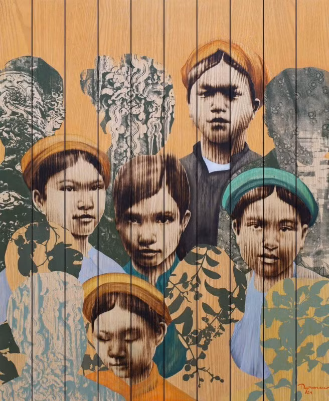 “Indochina” (2024), a wood-burning painting by Ngo Van Sac, is nominated among the top three works in the Modern and Contemporary category at Asian Art in London 2025. (Photo: VNA)