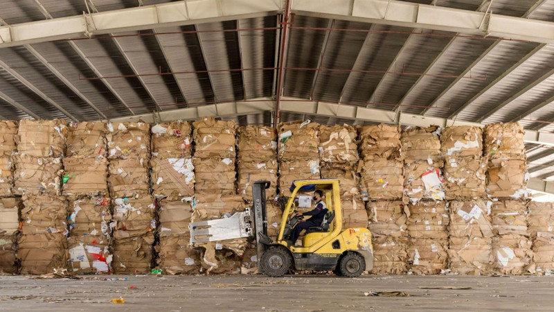 Hundreds of tonnes of waste paper are delivered to Miza every day.