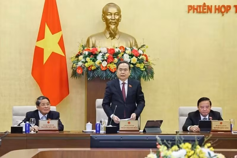 National Assembly Chairman Tran Thanh Man speaks at the session (Photo: VNA)