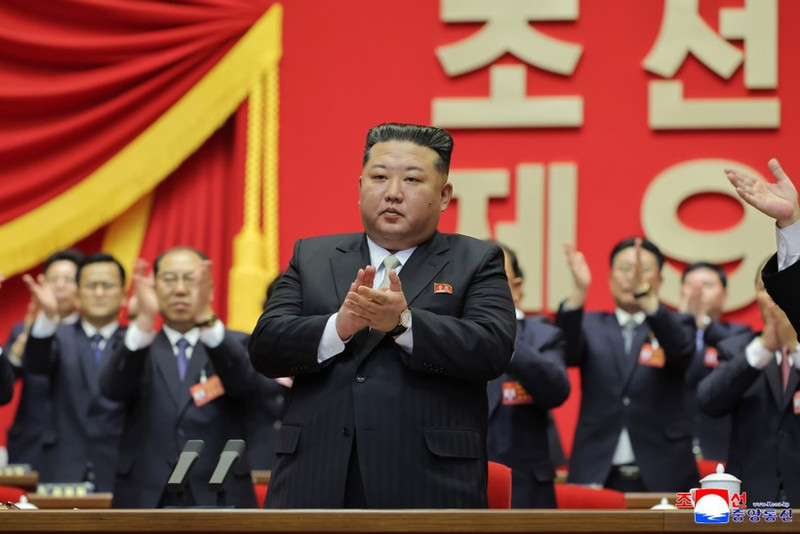 Leader of the Democratic People's Republic of Korea (DPRK) Kim Jong Un (centre) attends the fourth day of the ninth Congress of the Workers' Party of Korea in Pyongyang on February 22. (Photo: YONHAP/VNA)