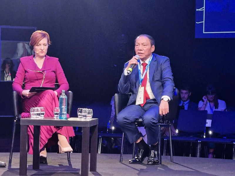 Minister of Culture, Sports and Tourism Nguyen Van Hung speaks at the MONDIACULT 2025 Conference. (Photo: Ministry of Culture, Sports and Tourism)