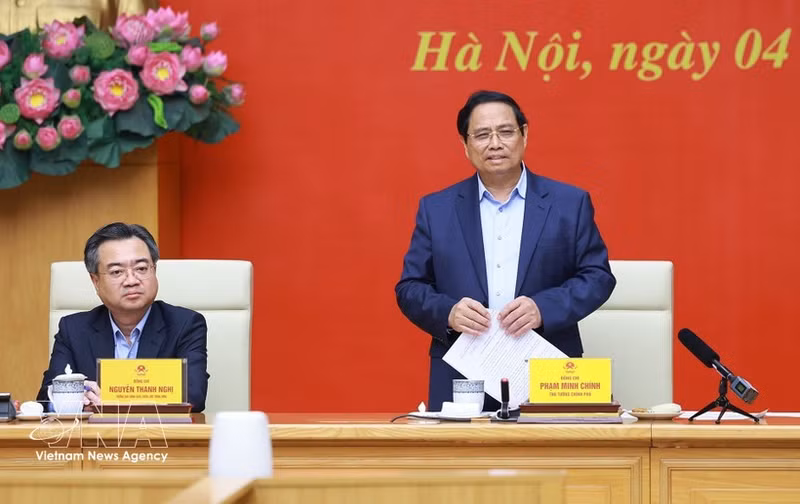 Prime Minister Pham Minh Chinh, Secretary of the Government Party Committee, speaks at the event. (Photo: VNA)