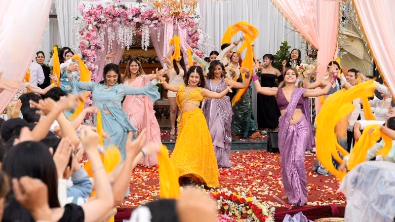 Indian actors filming a scene in Viet Nam