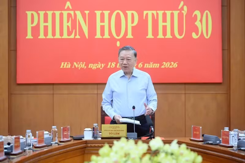 Party General Secretary and State President To Lam speaks at the meeting (Photo: nhandan.vn)