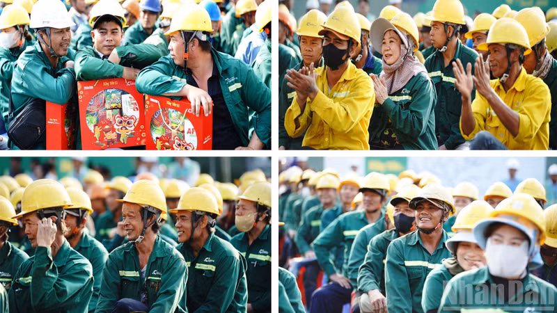 Moments of joy and smiles of workers at the “Build Tet 2026” programme at the The OpusK project.