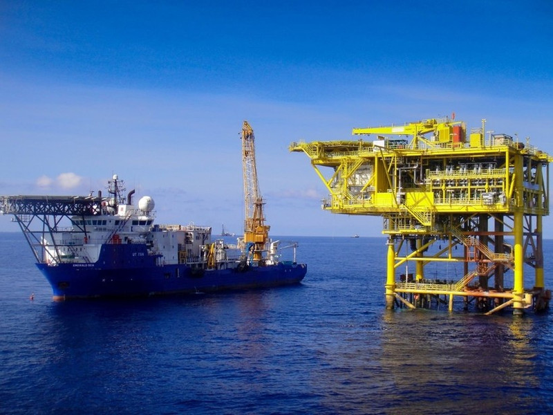 Oil and gas extraction at the Te Giac Trang (White Rhino) field.