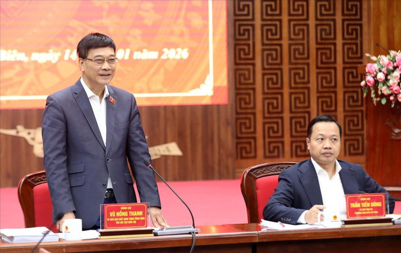 Vice Chairman of the National Assembly (NA) Vu Hong Thanh speaks at the working session with the northern mountainous province of Dien Bien on preparations for the elections of deputies to the 16th NA and People’s Councils at all levels for the 2026-2031 term. (Photo: VNA)