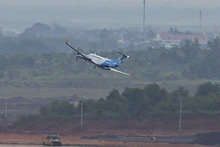 A Beechcraft KingAir 300 series calibration aircraft at Long Thanh Airport.