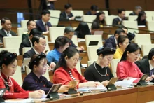 Female deputies of the National Assembly attend the opening session of the ninth sitting of the 15th National Assembly on May 5, 2025. (Photo: VNA)