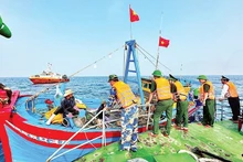Quang Ngai border guard forces conduct regular sea patrols, strictly handle IUU fishing violations. (Photo: nhandan.vn)