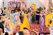 Indian actors filming a scene in Viet Nam