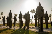 The installation exhibition Bach Dang by artist Le Huu Hieu in Ha Long.