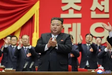 Leader of the Democratic People's Republic of Korea (DPRK) Kim Jong Un (centre) attends the fourth day of the ninth Congress of the Workers' Party of Korea in Pyongyang on February 22. (Photo: YONHAP/VNA)