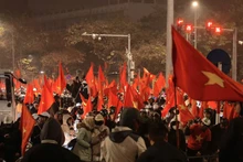 Thousands of people flock to the streets across Ha Noi to celebrate the win of Viet Nam's U23 team at the AFC U23 Asian Cup 2026 on early January 24. (Photo: VNA)