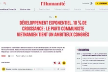 L’Humanité underscored the targets set by the 14th National Party Congress, including an average GDP growth rate of 10% per year or higher.