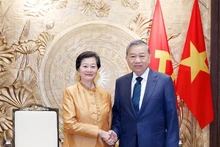 Party General Secretary To Lam (R) and outgoing Cambodian Ambassador Chea Kimtha (Photo: VNA)