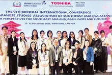 Lecturers and students of the Faculty of Oriental Studies at the University of Social Sciences and Humanities (Viet Nam National University, Ha Noi) attend an international conference in Laos in December 2025.