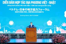 Prime Minister Pham Minh Chinh speaks at the Viet Nam-Japan Local Cooperation Forum in Quang Ninh. (Photo: VNA)